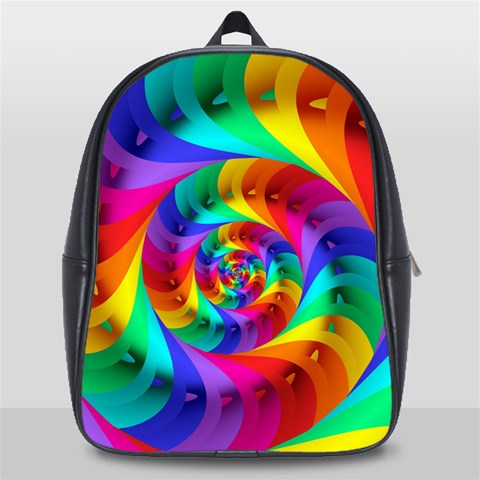 Psychedelic Rainbow Spiral School Bag (Large) from ArtsNow.com Front