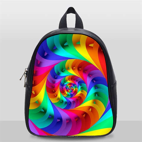 Psychedelic Rainbow Spiral School Bag (Small) from ArtsNow.com Front