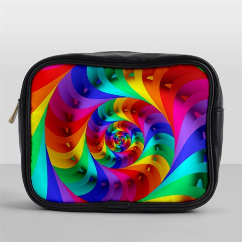 Psychedelic Rainbow Spiral Mini Toiletries Bag (One Side) from ArtsNow.com Front