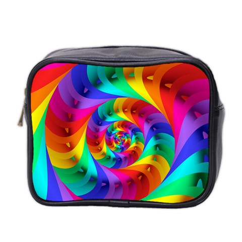 Psychedelic Rainbow Spiral Mini Toiletries Bag (Two Sides) from ArtsNow.com Front