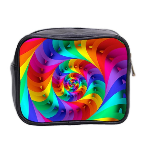 Psychedelic Rainbow Spiral Mini Toiletries Bag (Two Sides) from ArtsNow.com Back