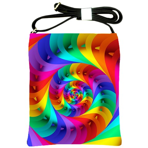 Psychedelic Rainbow Spiral Shoulder Sling Bag from ArtsNow.com Front