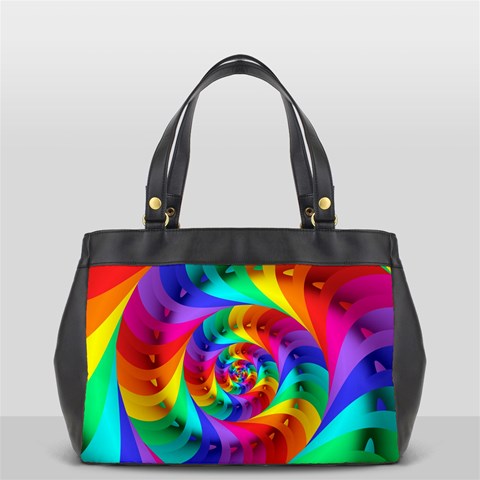 Psychedelic Rainbow Spiral Oversize Office Handbag (2 Sides) from ArtsNow.com Front