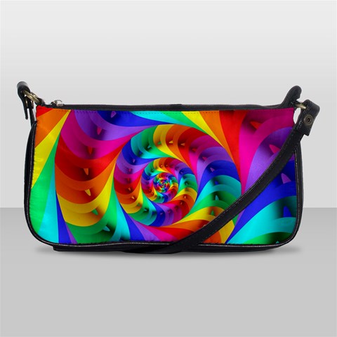 Psychedelic Rainbow Spiral Shoulder Clutch Bag from ArtsNow.com Front