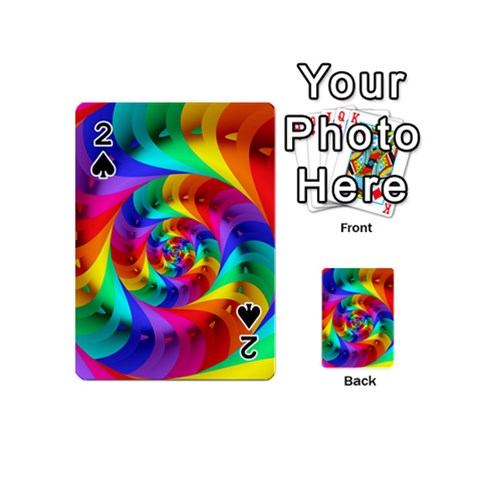 Psychedelic Rainbow Spiral Playing Cards 54 (Mini) from ArtsNow.com Front - Spade2