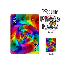 Psychedelic Rainbow Spiral Playing Cards 54 (Mini) from ArtsNow.com Front - Spade2