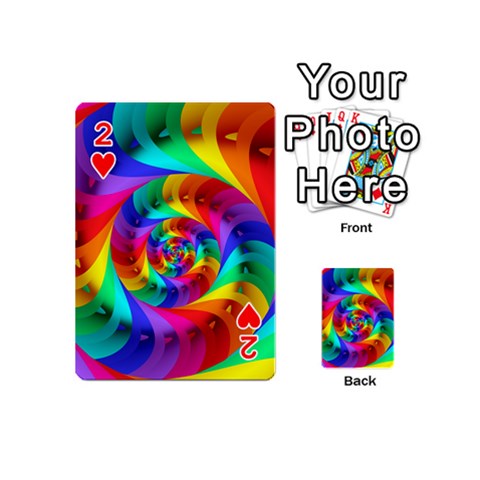 Psychedelic Rainbow Spiral Playing Cards 54 (Mini) from ArtsNow.com Front - Heart2