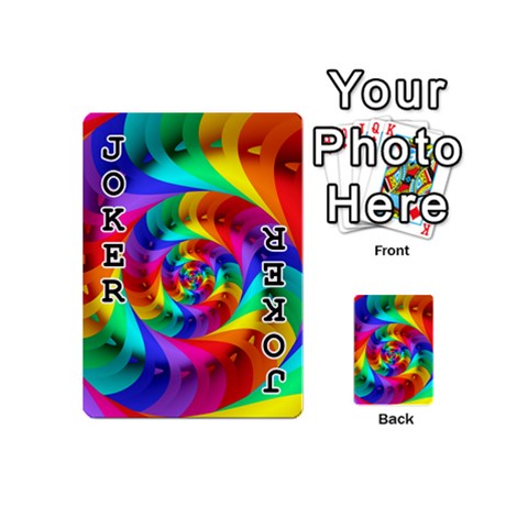 Psychedelic Rainbow Spiral Playing Cards 54 (Mini) from ArtsNow.com Front - Joker1