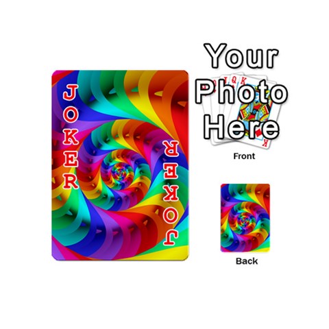 Psychedelic Rainbow Spiral Playing Cards 54 (Mini) from ArtsNow.com Front - Joker2