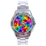 Psychedelic Rainbow Spiral Stainless Steel Analogue Watch