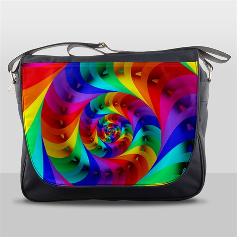 Psychedelic Rainbow Spiral Messenger Bag from ArtsNow.com Front