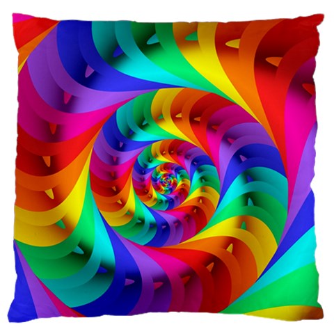 Psychedelic Rainbow Spiral Large Cushion Case (One Side) from ArtsNow.com Front