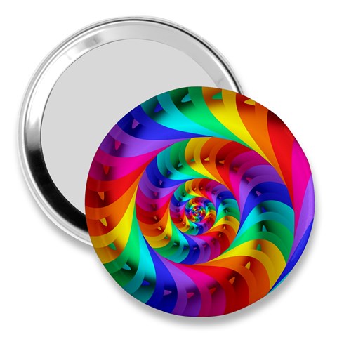 Psychedelic Rainbow Spiral 3  Handbag Mirror from ArtsNow.com Front