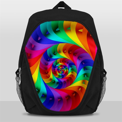 Psychedelic Rainbow Spiral Backpack Bag from ArtsNow.com Front