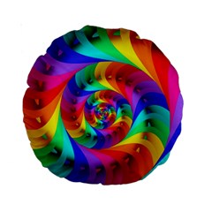 Psychedelic Rainbow Spiral Standard 15  Premium Round Cushion  from ArtsNow.com Front