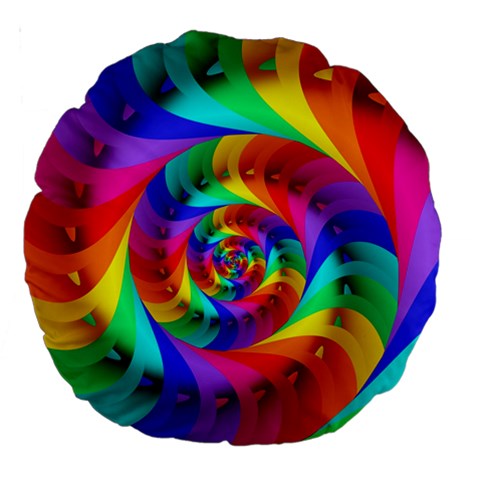 Psychedelic Rainbow Spiral Large 18  Premium Round Cushion  from ArtsNow.com Front