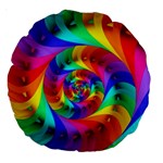 Psychedelic Rainbow Spiral Large 18  Premium Round Cushion 