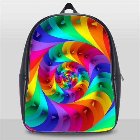 Psychedelic Rainbow Spiral School Bag (XL) from ArtsNow.com Front