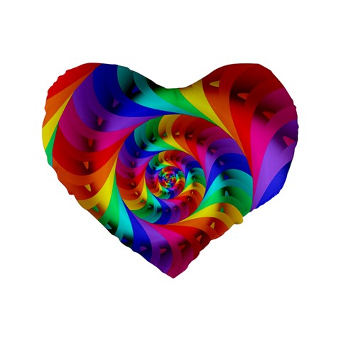 Psychedelic Rainbow Spiral Standard 16  Premium Heart Shape Cushion  from ArtsNow.com Front