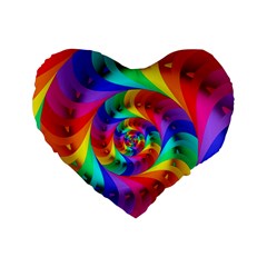 Psychedelic Rainbow Spiral Standard 16  Premium Heart Shape Cushion  from ArtsNow.com Front