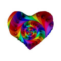 Psychedelic Rainbow Spiral Standard 16  Premium Heart Shape Cushion  from ArtsNow.com Back