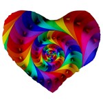 Psychedelic Rainbow Spiral Large 19  Premium Heart Shape Cushion