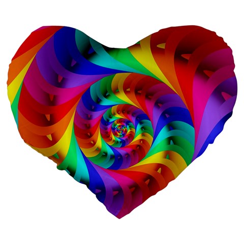 Psychedelic Rainbow Spiral Large 19  Premium Heart Shape Cushion from ArtsNow.com Back