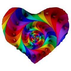 Psychedelic Rainbow Spiral Large 19  Premium Heart Shape Cushion from ArtsNow.com Back