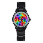 Psychedelic Rainbow Spiral Stainless Steel Round Watch