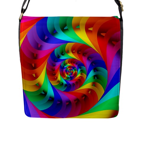 Psychedelic Rainbow Spiral Flap Closure Messenger Bag (L) from ArtsNow.com Front