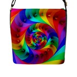 Psychedelic Rainbow Spiral Flap Closure Messenger Bag (L)