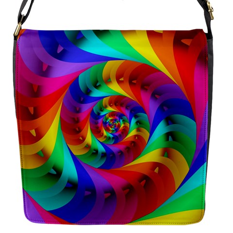 Psychedelic Rainbow Spiral Flap Closure Messenger Bag (S) from ArtsNow.com Front