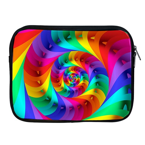 Psychedelic Rainbow Spiral Apple iPad 2/3/4 Zipper Case from ArtsNow.com Front