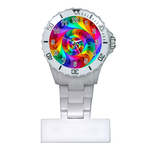 Psychedelic Rainbow Spiral Plastic Nurses Watch from ArtsNow.com Front