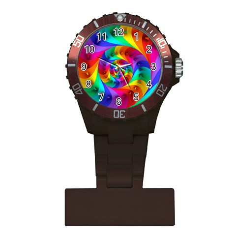 Psychedelic Rainbow Spiral Plastic Nurses Watch from ArtsNow.com Front