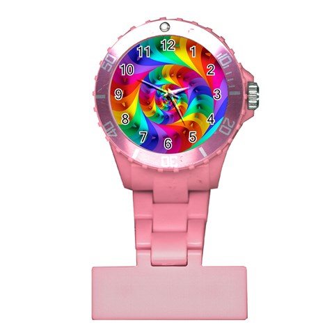 Psychedelic Rainbow Spiral Plastic Nurses Watch from ArtsNow.com Front