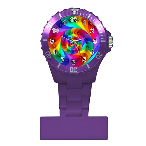 Psychedelic Rainbow Spiral Plastic Nurses Watch from ArtsNow.com Front