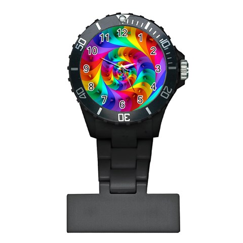 Psychedelic Rainbow Spiral Plastic Nurses Watch from ArtsNow.com Front