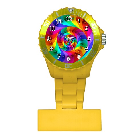 Psychedelic Rainbow Spiral Plastic Nurses Watch from ArtsNow.com Front