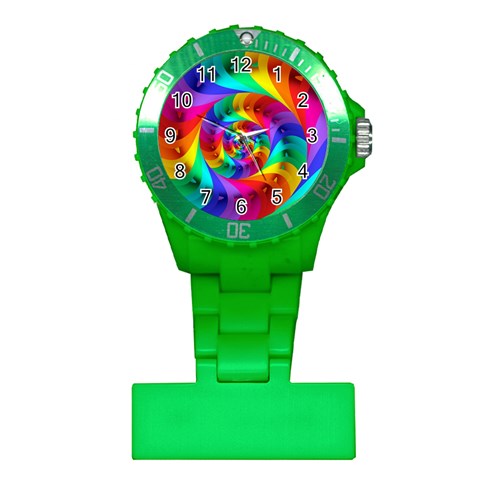 Psychedelic Rainbow Spiral Plastic Nurses Watch from ArtsNow.com Front