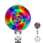 Psychedelic Rainbow Spiral Stainless Steel Nurses Watch