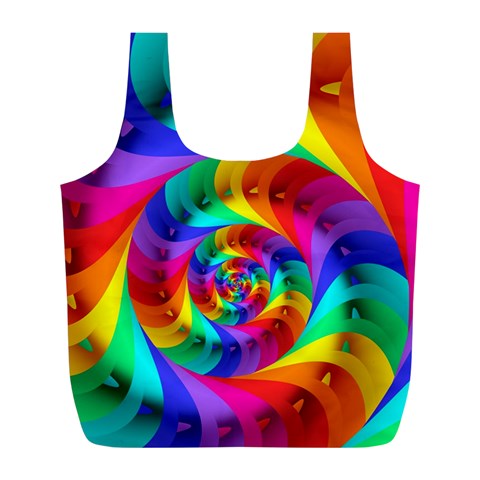 Psychedelic Rainbow Spiral Full Print Recycle Bag (L) from ArtsNow.com Front