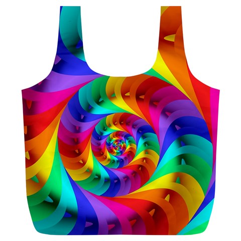 Psychedelic Rainbow Spiral Full Print Recycle Bag (XL) from ArtsNow.com Back