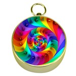 Psychedelic Rainbow Spiral Gold Compass