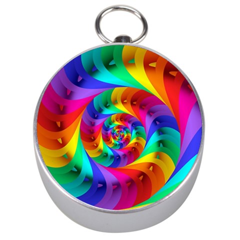 Psychedelic Rainbow Spiral Silver Compass from ArtsNow.com Front