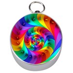 Psychedelic Rainbow Spiral Silver Compass