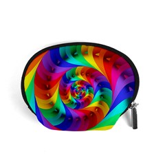 Psychedelic Rainbow Spiral Accessory Pouch (Small) from ArtsNow.com Front