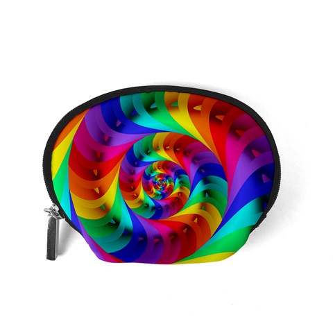 Psychedelic Rainbow Spiral Accessory Pouch (Small) from ArtsNow.com Back