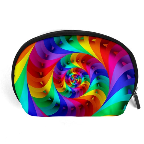 Psychedelic Rainbow Spiral Accessory Pouch (Large) from ArtsNow.com Front