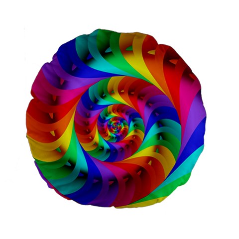 Psychedelic Rainbow Spiral Standard 15  Premium Flano Round Cushion  from ArtsNow.com Front